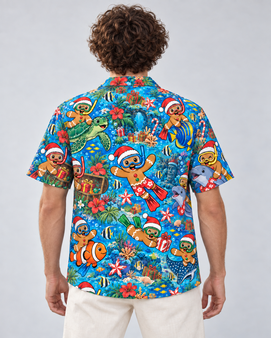 Men's Christmas 2026 Gingerbread Snorkel Club Hawaiian Shirt