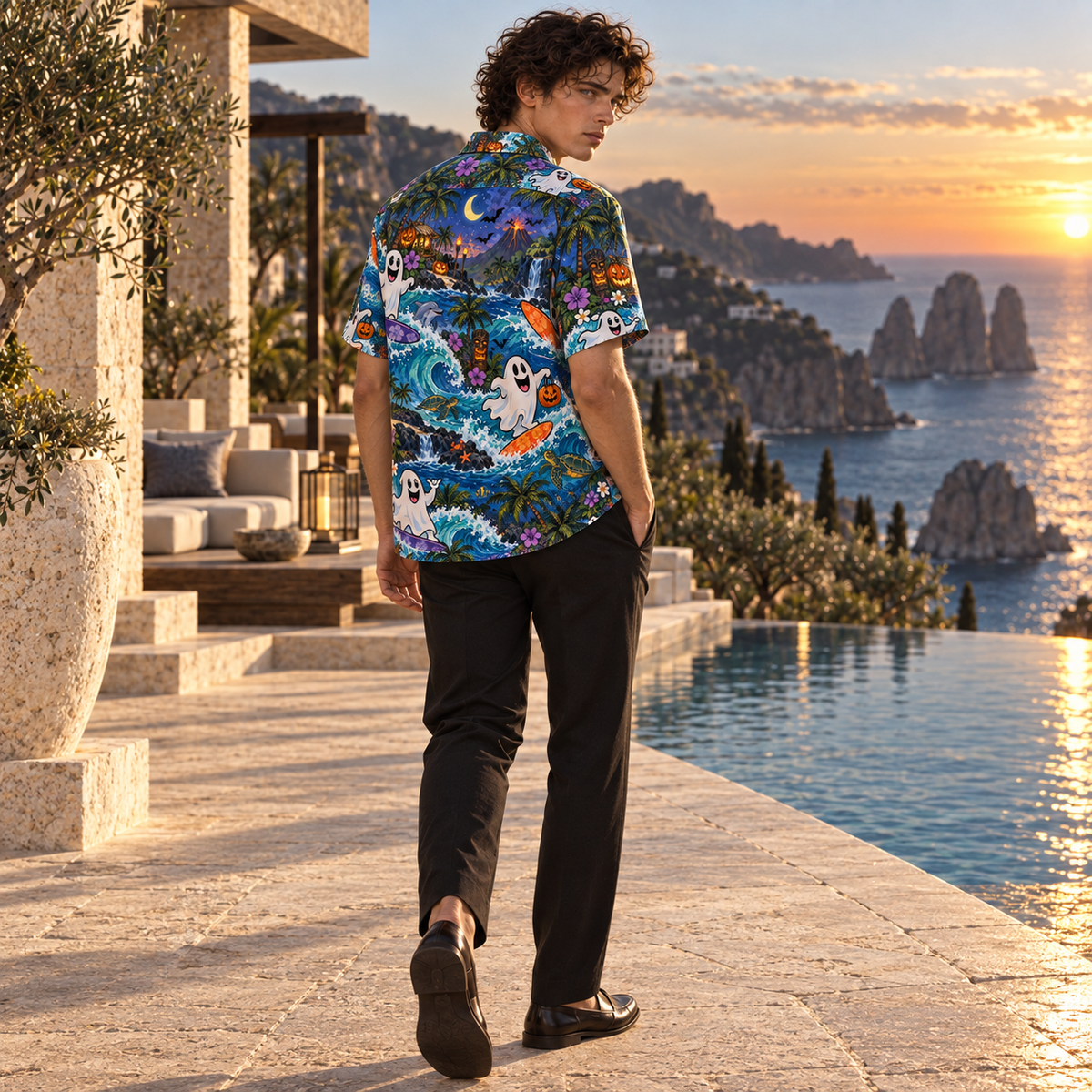 Men's Halloween 2026 Ghost Surf Club Hawaiian Shirt