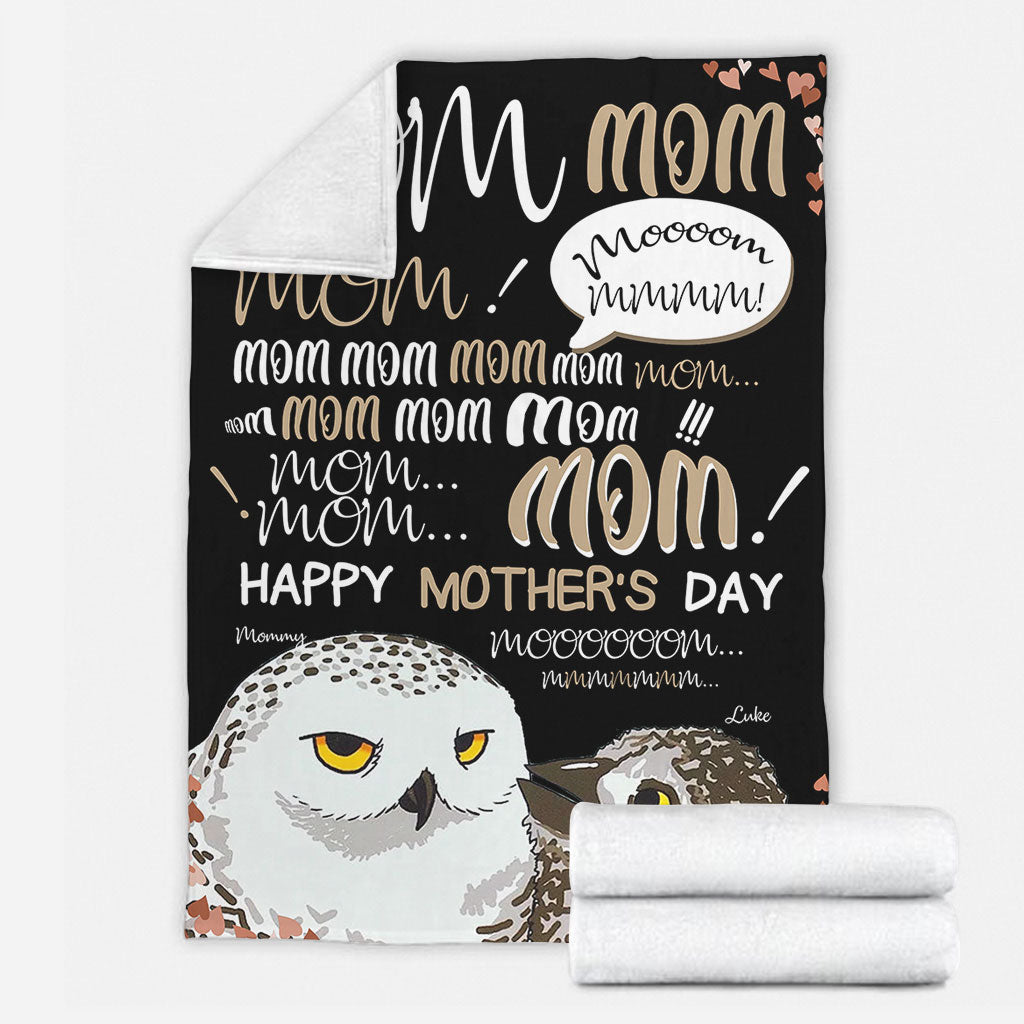 Owl Mom Hey Mom Personalized Flannel Blanket For Cozy Home Lounging And Gifting