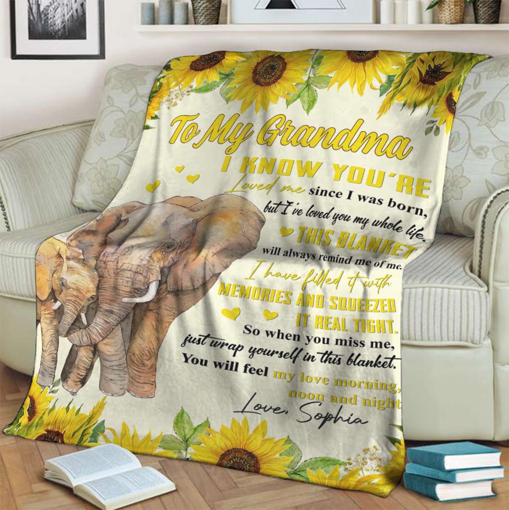 Elephant Sunflower Personalized Lifelong Love Flannel Blanket For Bed Sofa And Reading Nook Decor