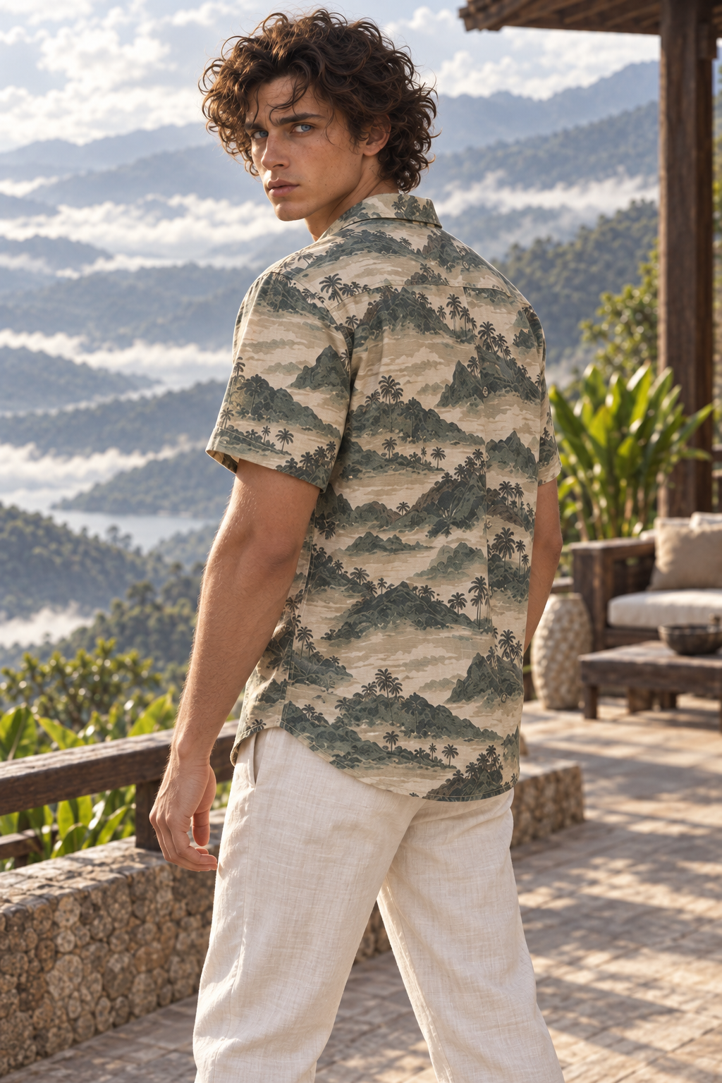 Men's Afterglow Mountain Mist Hawaiian Shirt – Mushroom