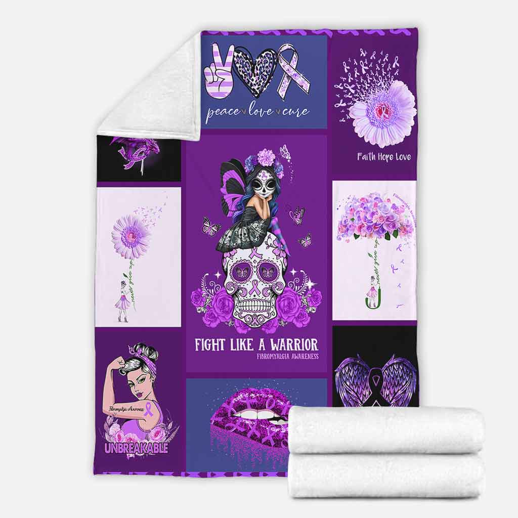 Fibromyalgia Awareness Fight Like A Warrior Flannel Blanket For Cozy Home Lounging And Gifting