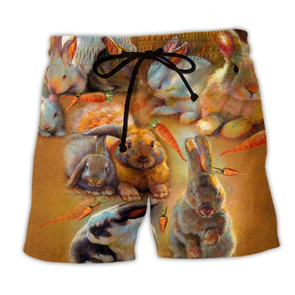 Rabbit Vintage Love Art - Beach Short