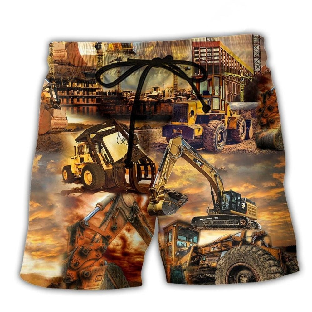 Construction Crane Passion Sunset Art – Beach Short
