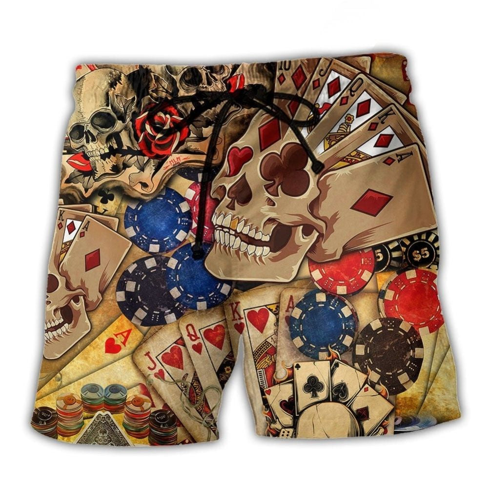 Poker Life Quote Skull – Beach Short