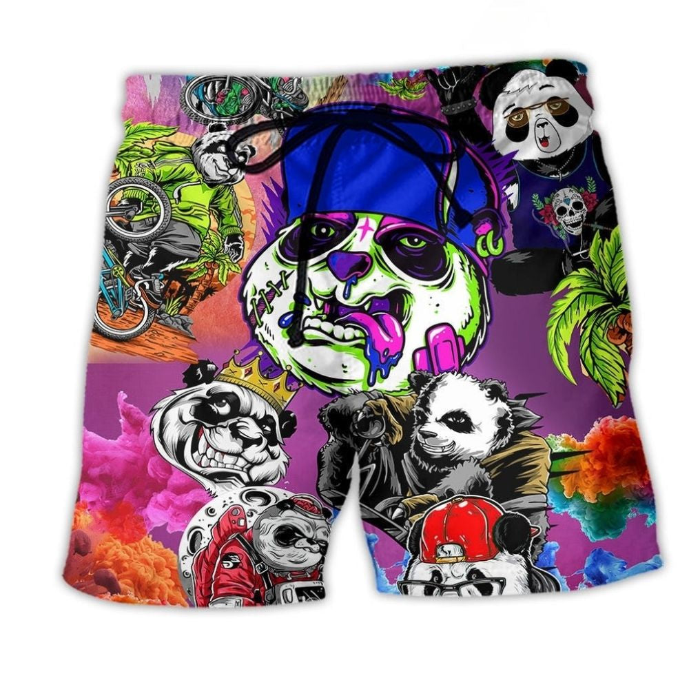 Panda Love Animals Colorful Art – Beach Short