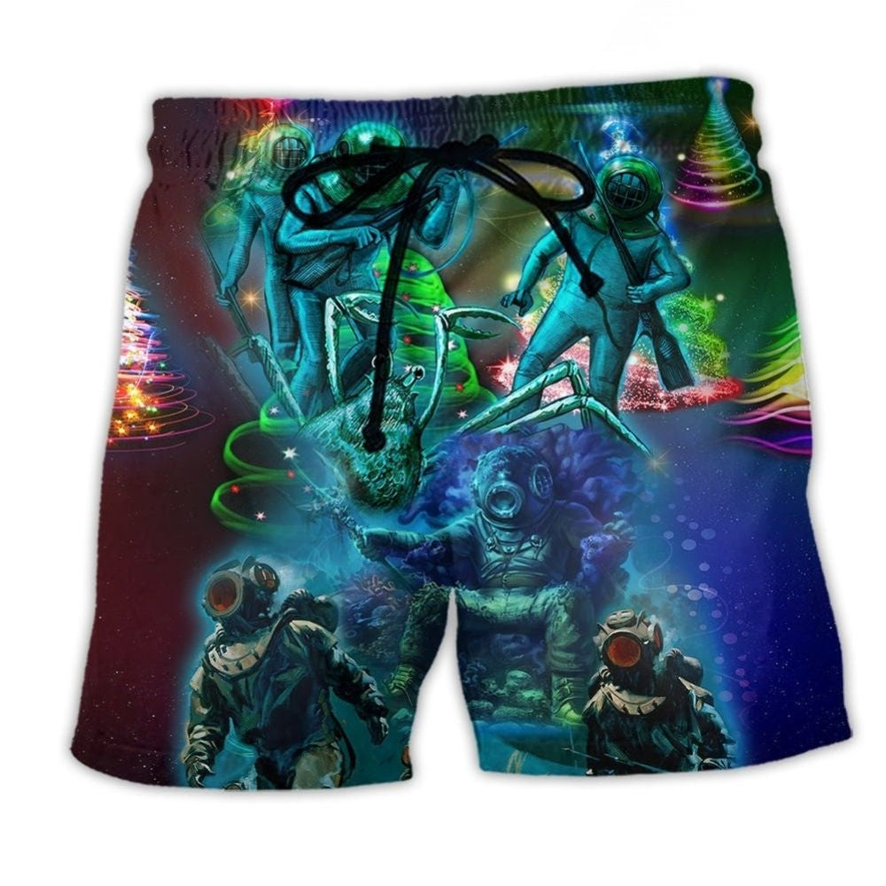 Christmas Diving Ocean Holiday Art – Beach Short