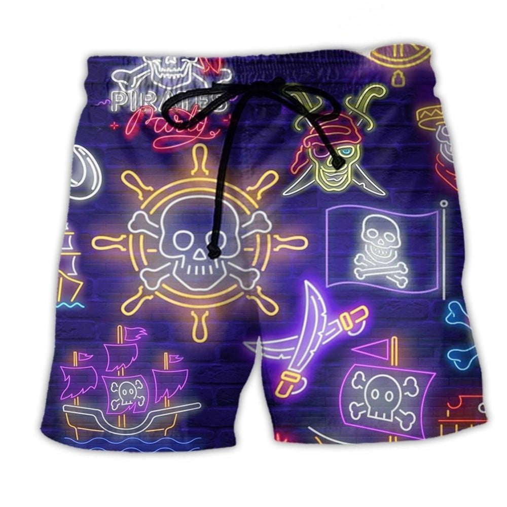 Neon Pirate Captain Party Life Art – Beach Short