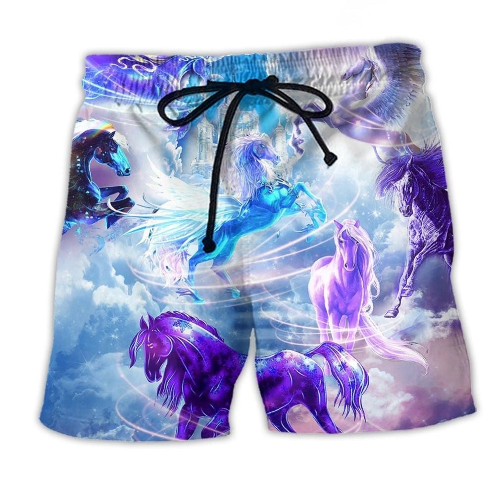 Galaxy Horse Fantasy Space Art – Beach Short