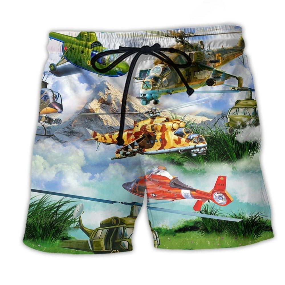 Helicopter Pilot Freedom Landscape Art – Beach Short