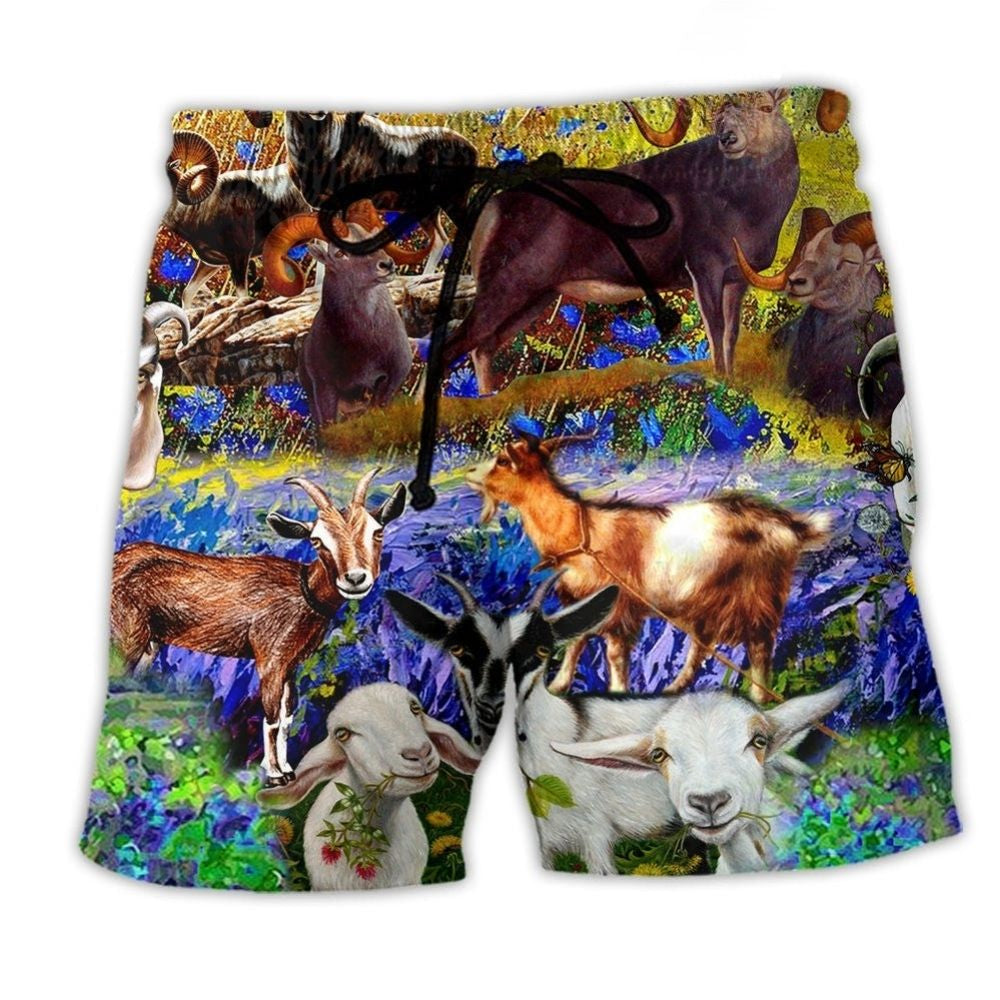 Goat Love Farm Life Animal Art – Beach Short
