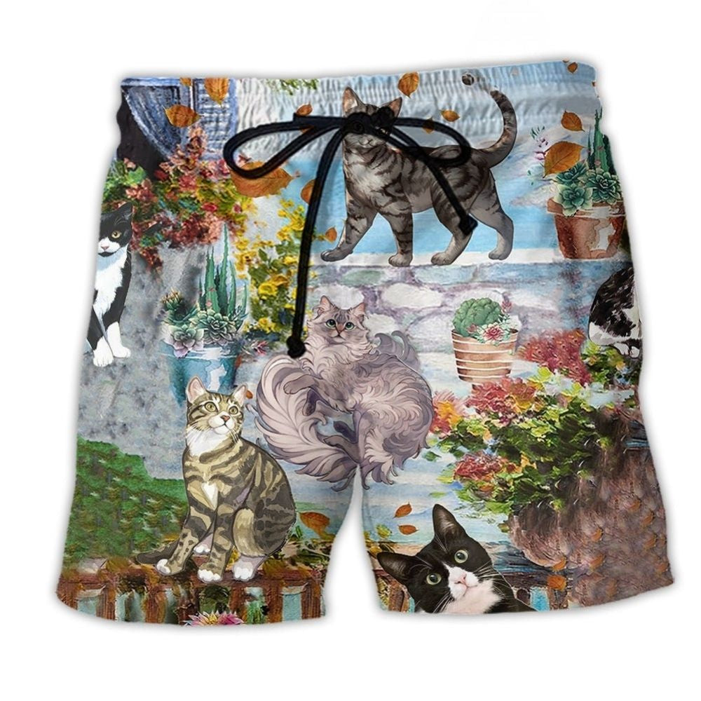 Cat Loves Home And Hot Summer Comfort – Beach Short
