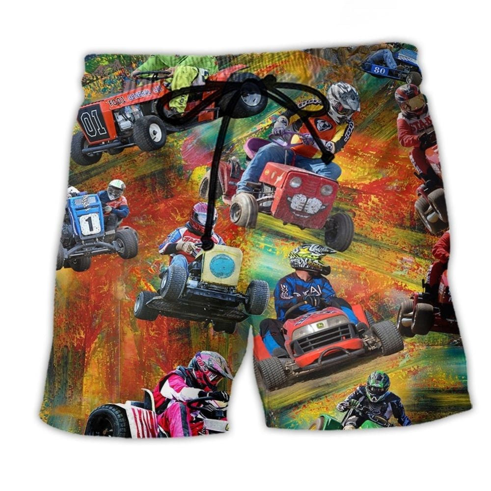Colorful Car Racing Dynamic Art – Beach Short
