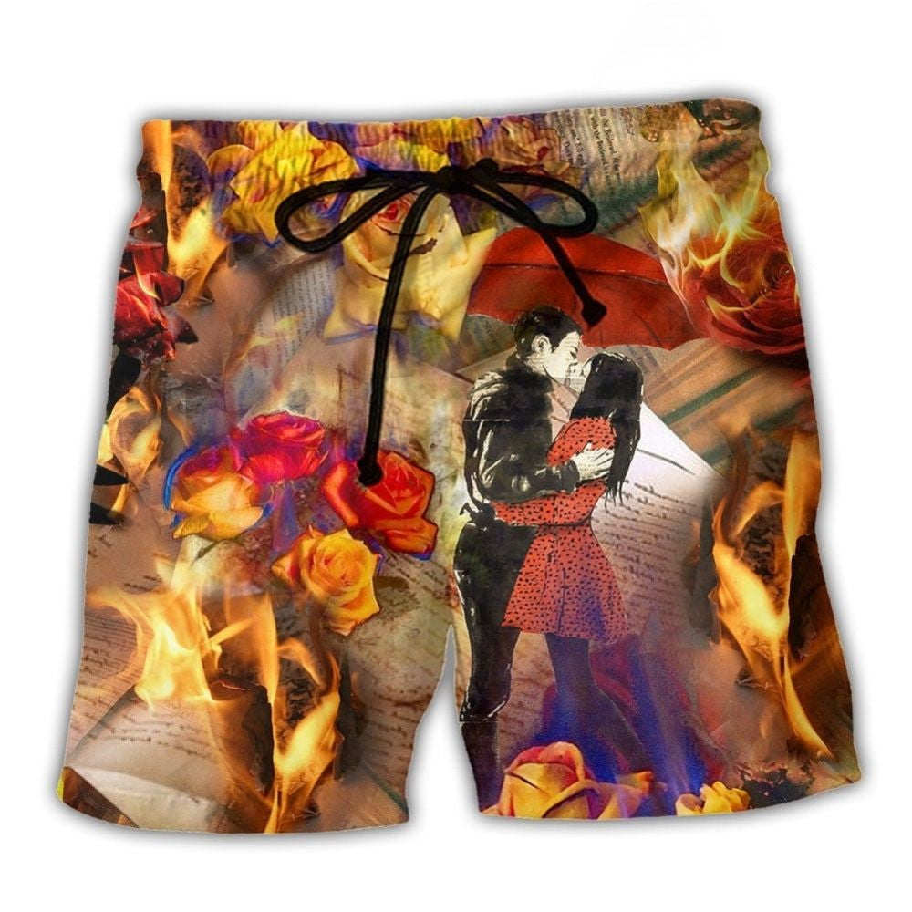 Roses Speak Of Love Quote Art – Beach Short
