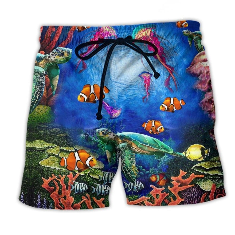 Underwater Ocean Sea Life Art – Beach Short