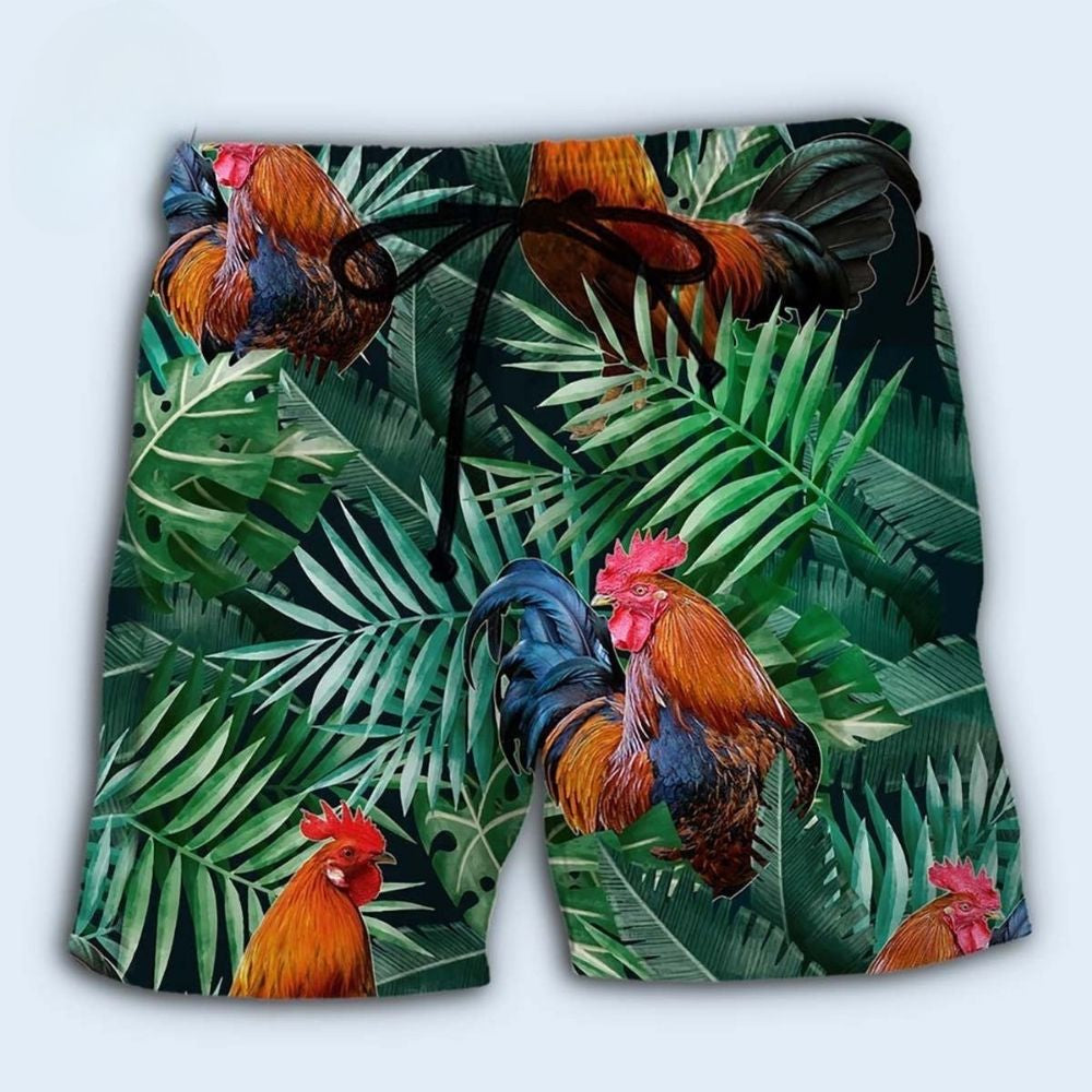 Rooster Tropical Farm Summer Art – Beach Short