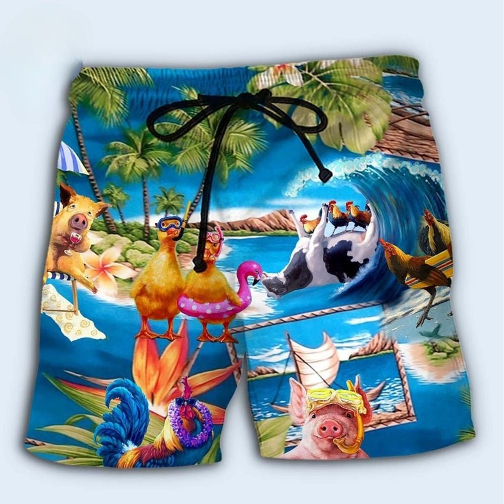 Farm Animals Stay Cool Funny Summer Art – Beach Short