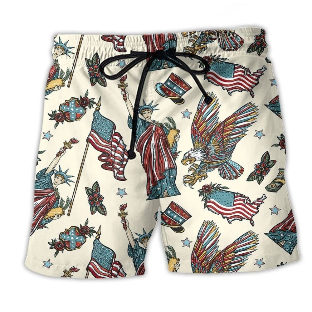 America Symbolic Cool Graphic Art – Beach Short