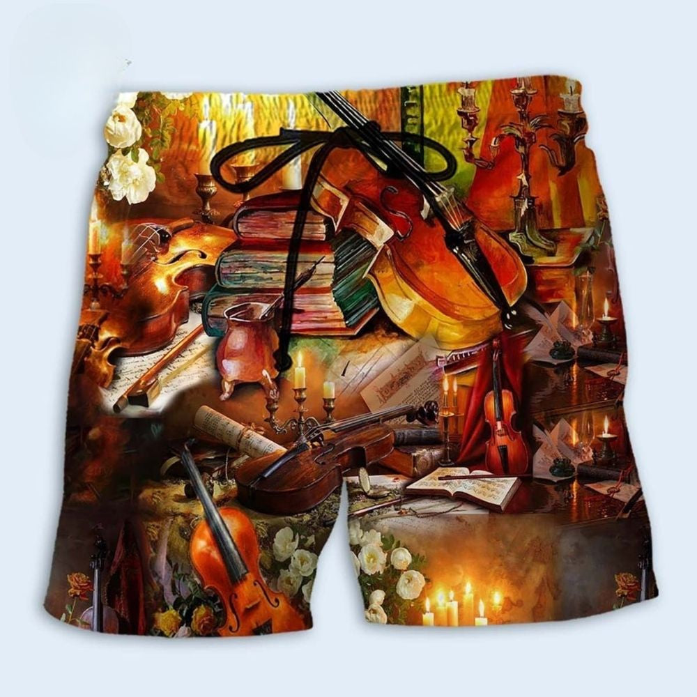 Violin Music In Candlelight Elegant – Beach Short