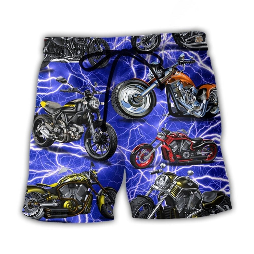 Motorcycle Lover Blue Lightning Cool – Beach Short