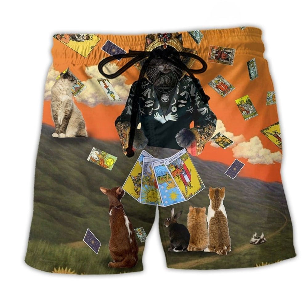 Cat Tarot Mystic Art – Beach Short