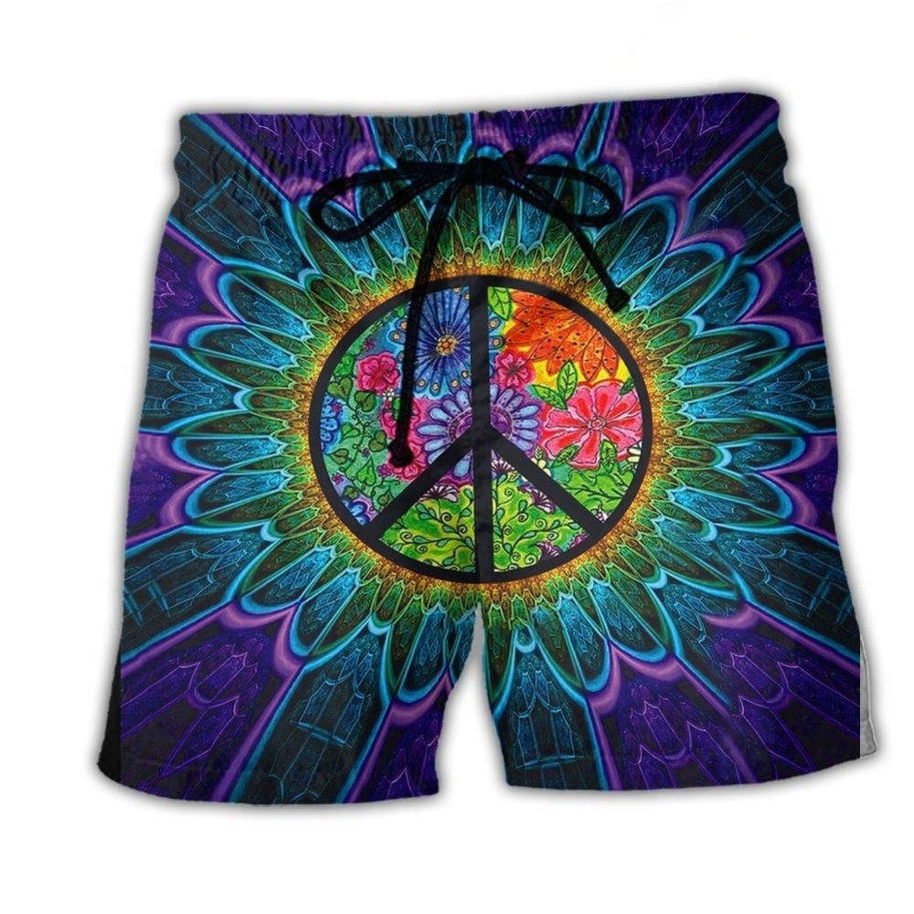 Hippie Peace Symbol Purple Style – Beach Short