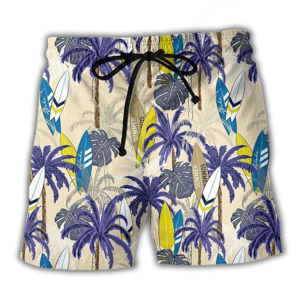 Surfing Tropical Leaf Summer Art – Beach Short