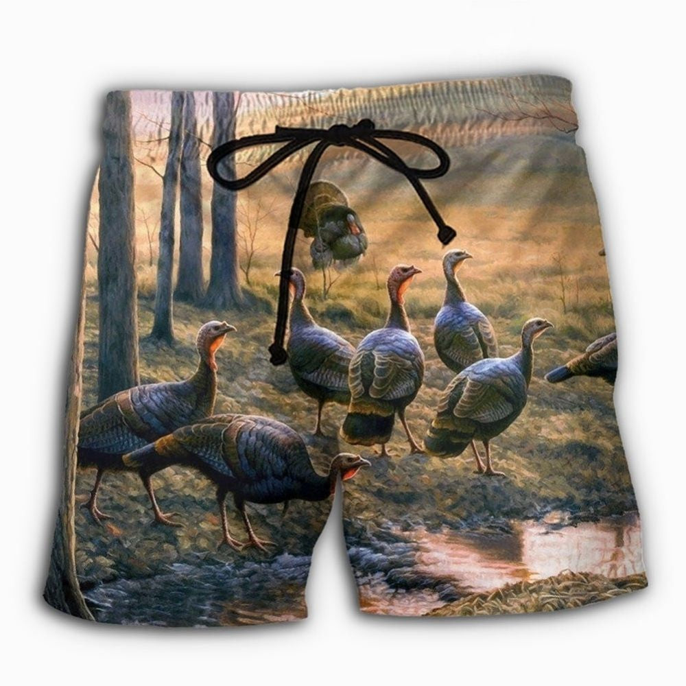 Smiling Turkey Peaceful Life Art - Beach Short