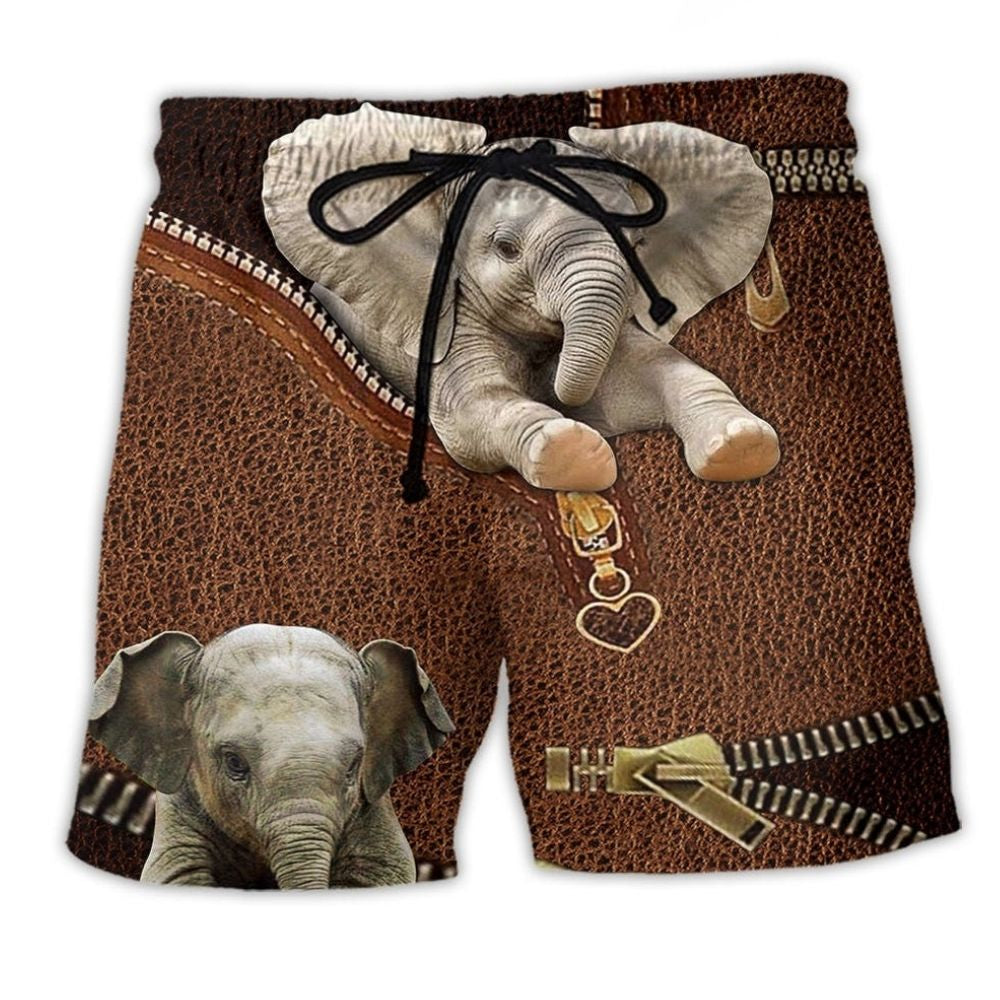 Elephant Leather Texture Bold Art Style – Beach Short