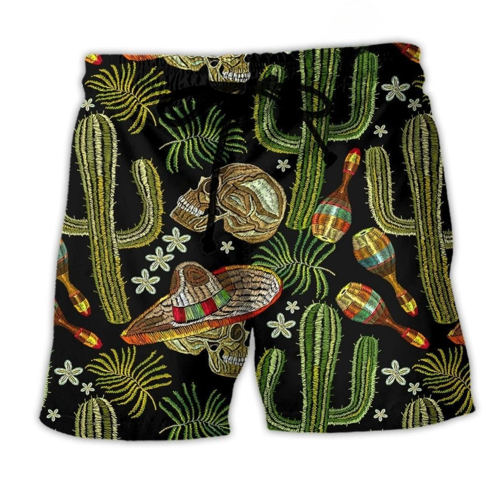 Mexican Skull Dark Cool Art – Beach Short