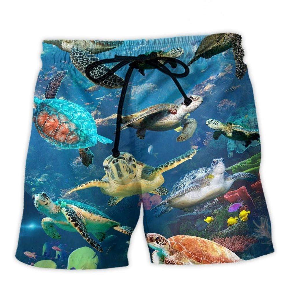 Deep Sea Turtle Ocean Life Art – Beach Short