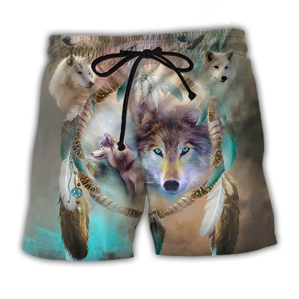 Native Wolf Dreamcatcher Spiritual – Beach Short