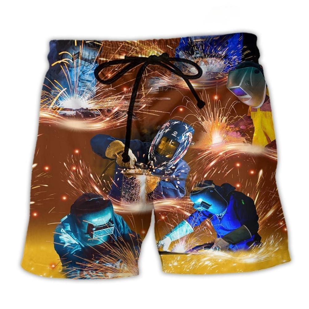 Welder Works Hard Proud - Beach Short