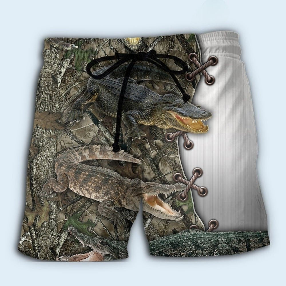 Crocodile Hunting Wildlife Art - Beach Short