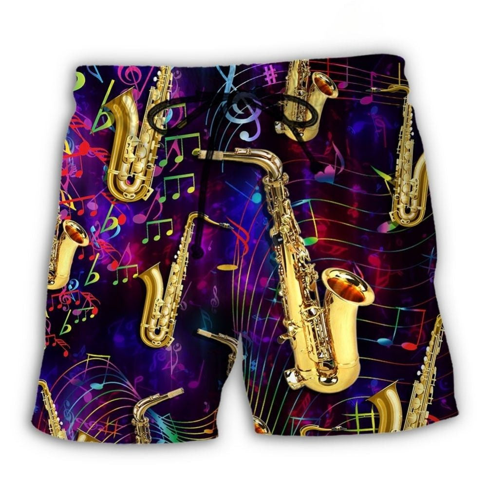 Neon Saxophone Music Art – Beach Short