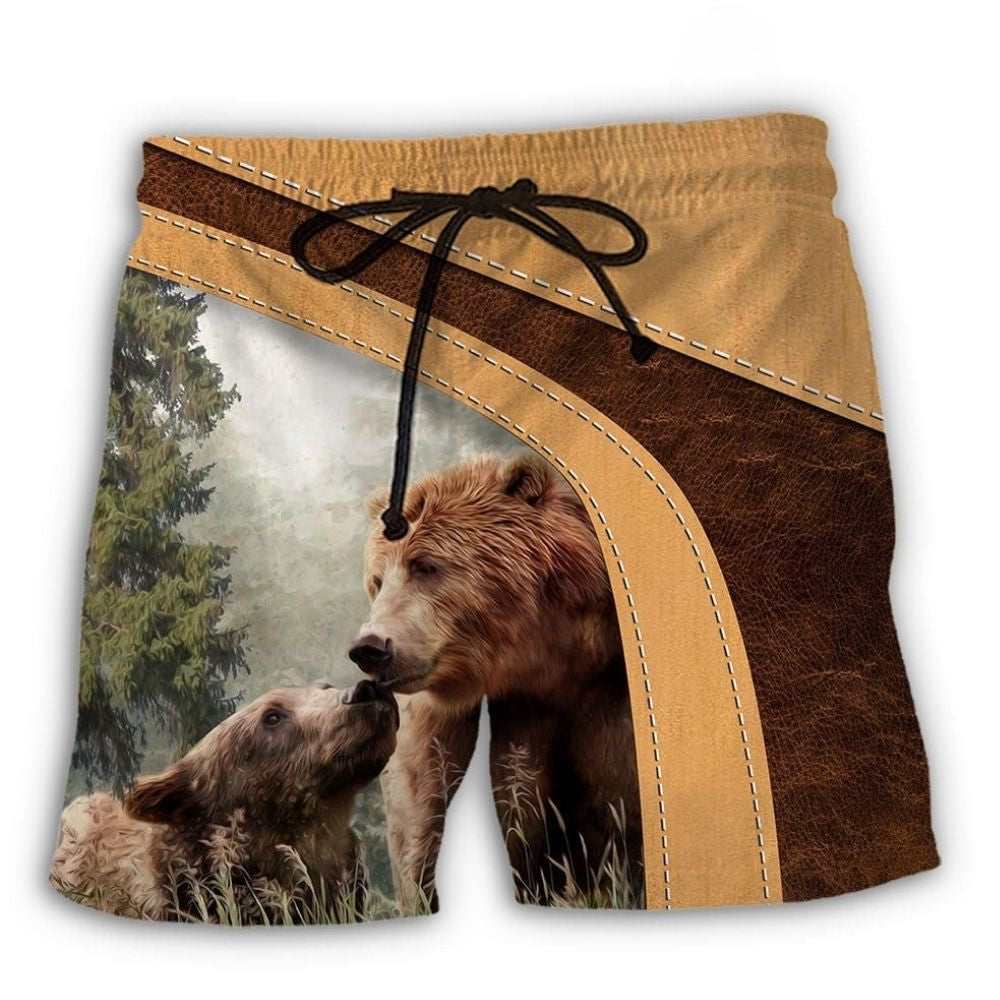 Old Bear And Honey Woodland – Beach Short