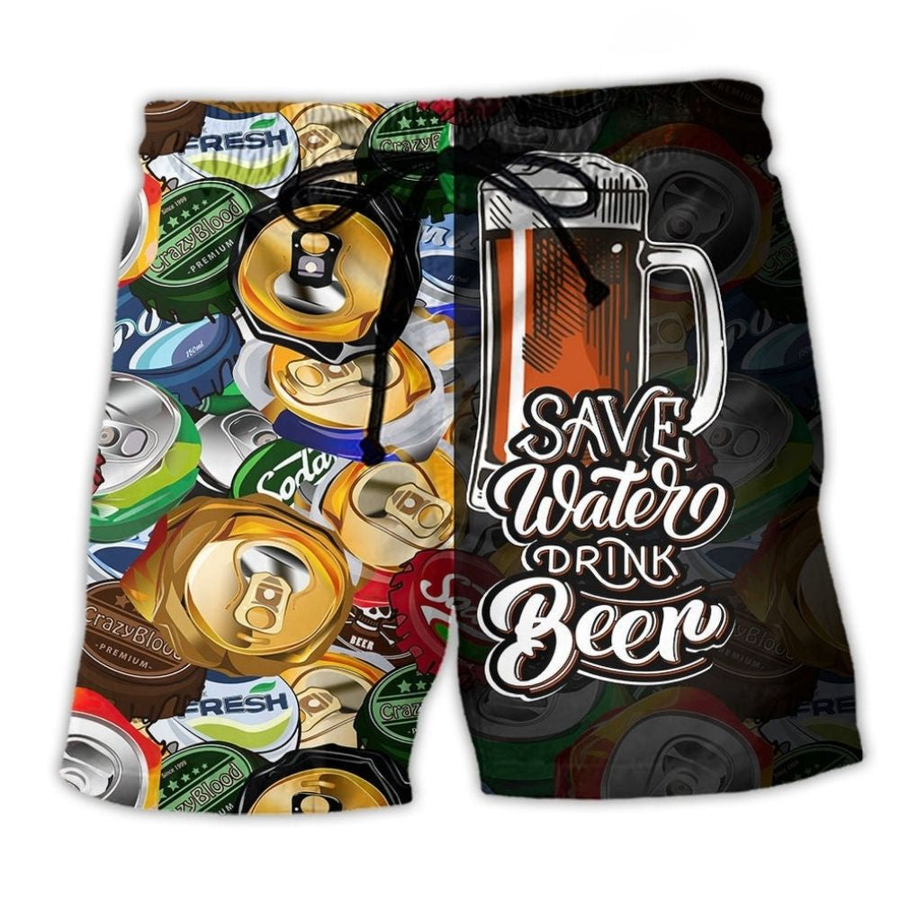 Save Water Drink Beer Humor Art – Beach Short