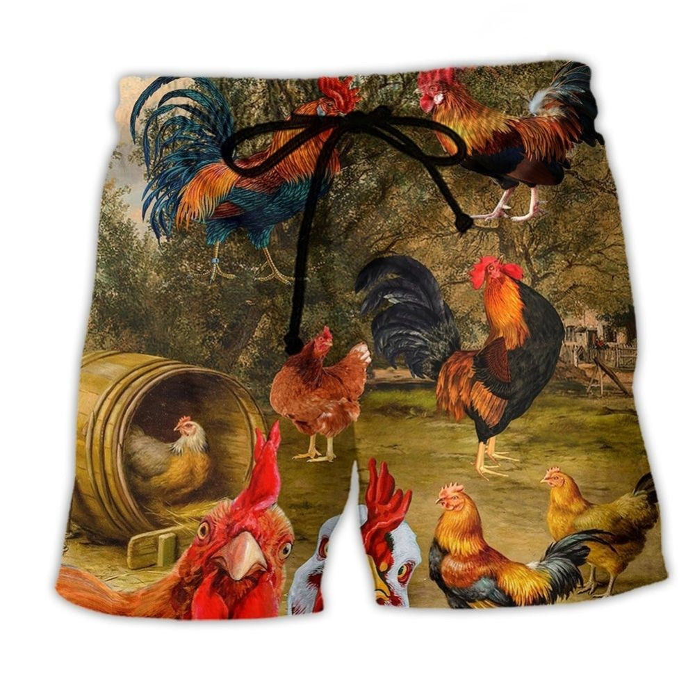 Vintage Garden Chicken Farm Style – Beach Short