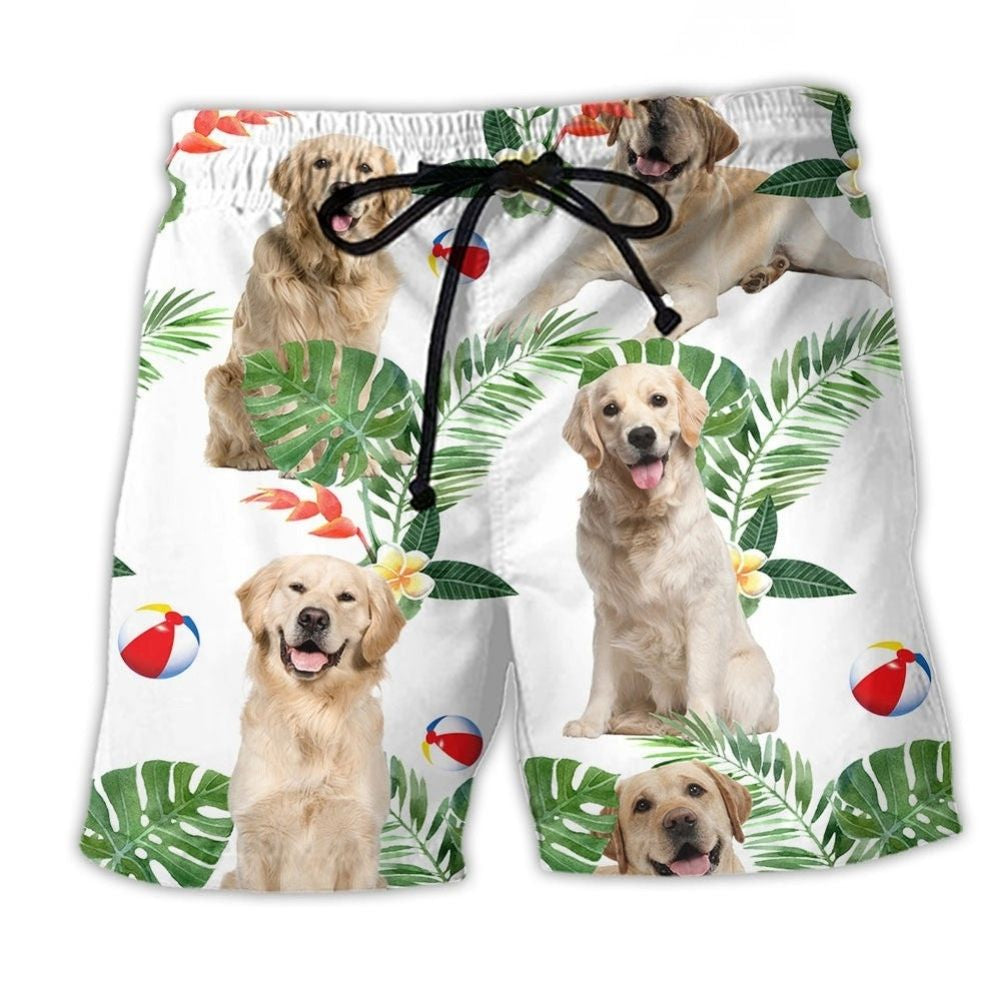Labrador Retriever Dog Tropical Leaf Cute Style - Beach Short