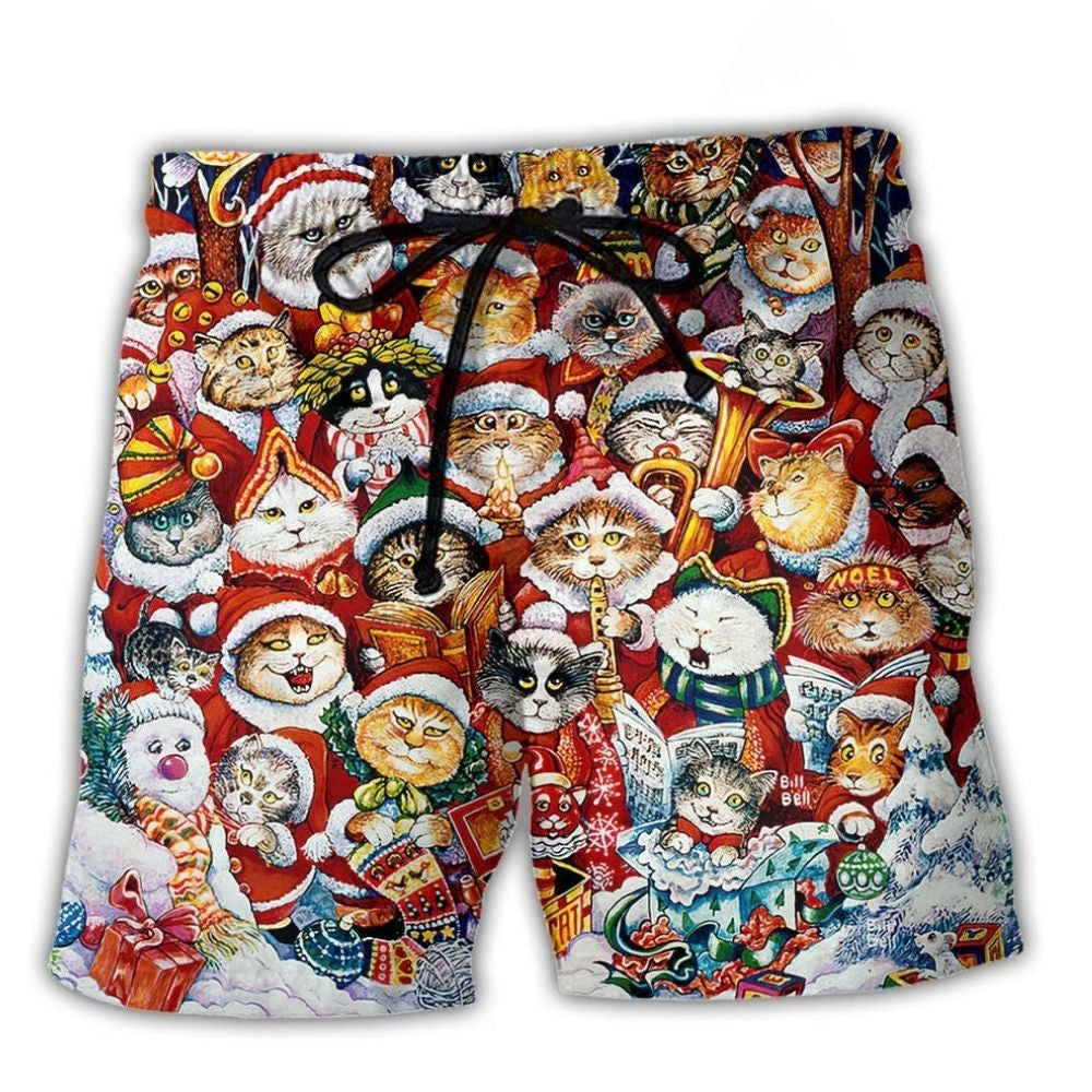 Funny Christmas Cat Happiness – Beach Short