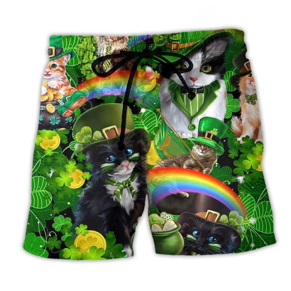Irish Cats Shamrocks Green Style – Beach Short