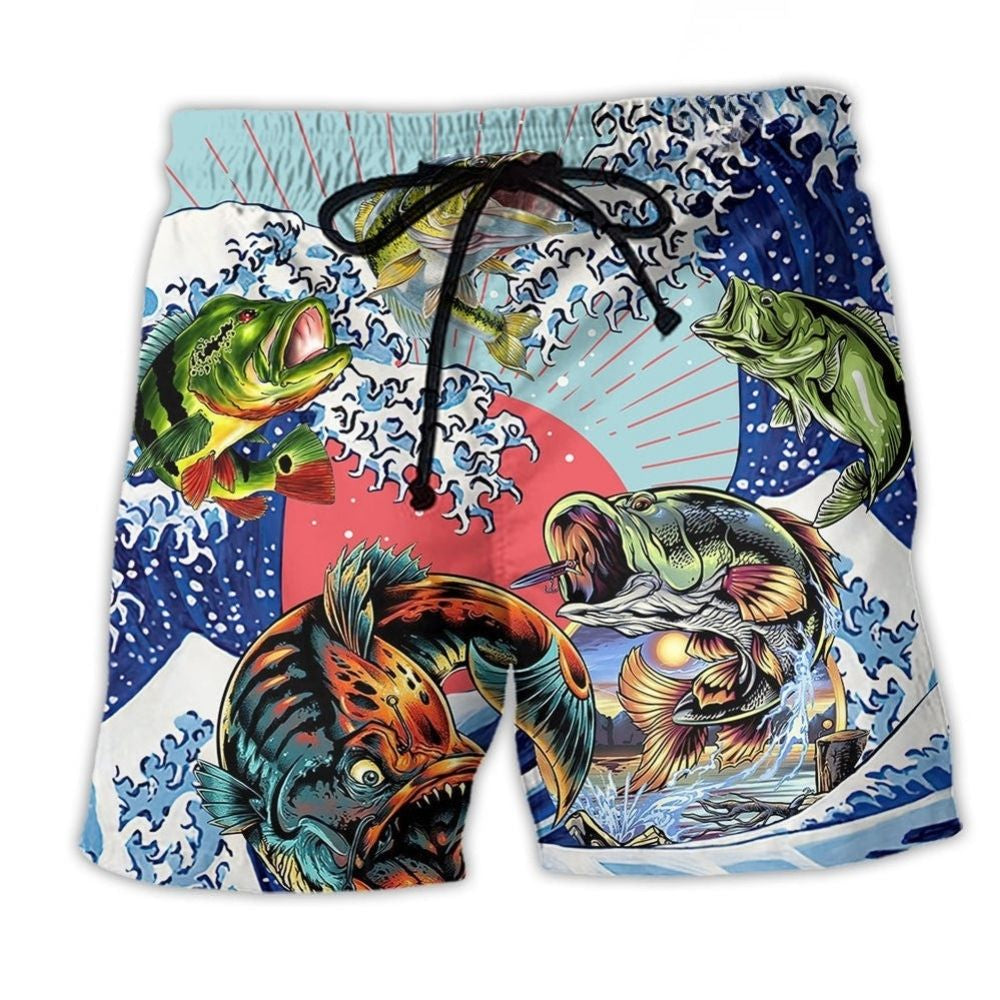 Fishing Life Ocean Wave Art – Beach Short