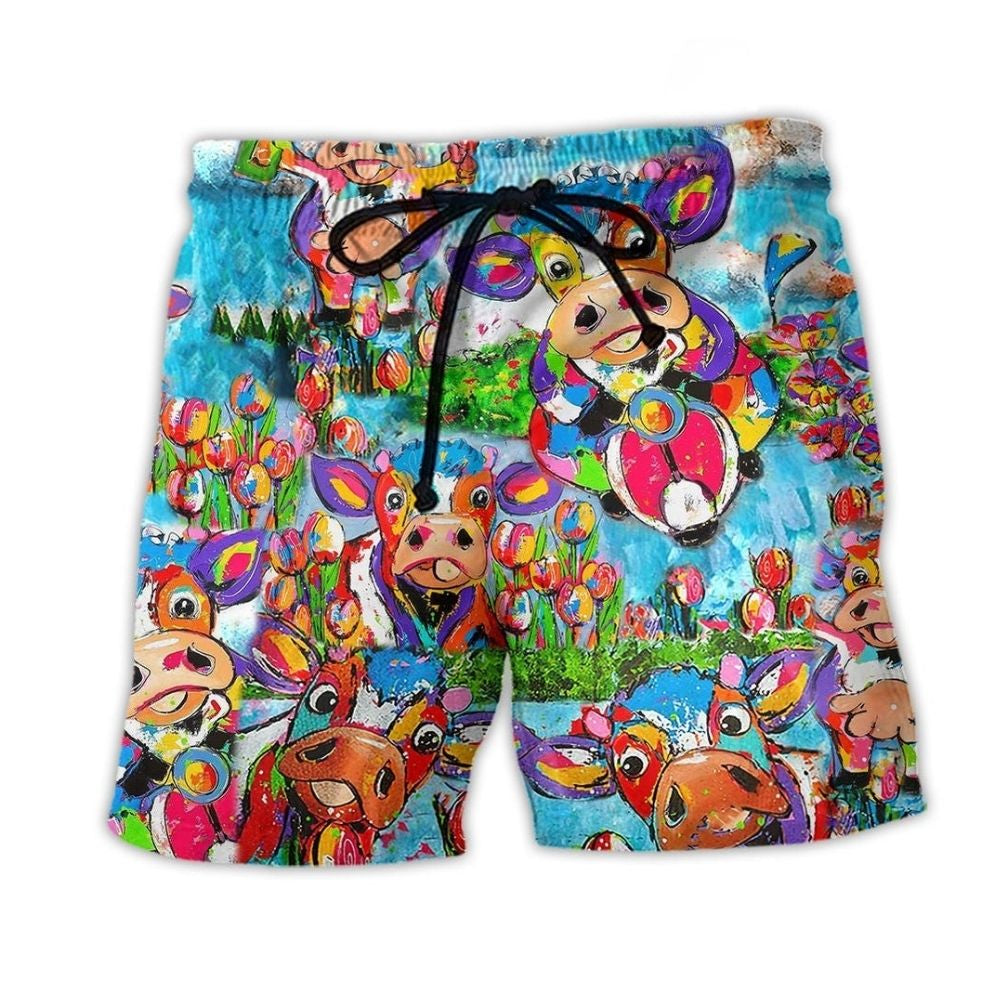 Cow Happy Animal Lover - Beach Short