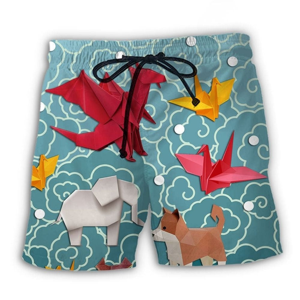 Origami Love Minimal Cute Art – Beach Short