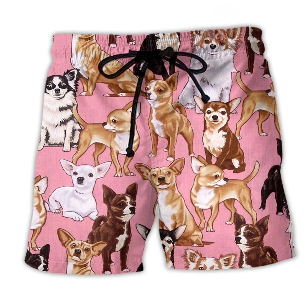 Chihuahua Dog Pink Minimal Style – Beach Short