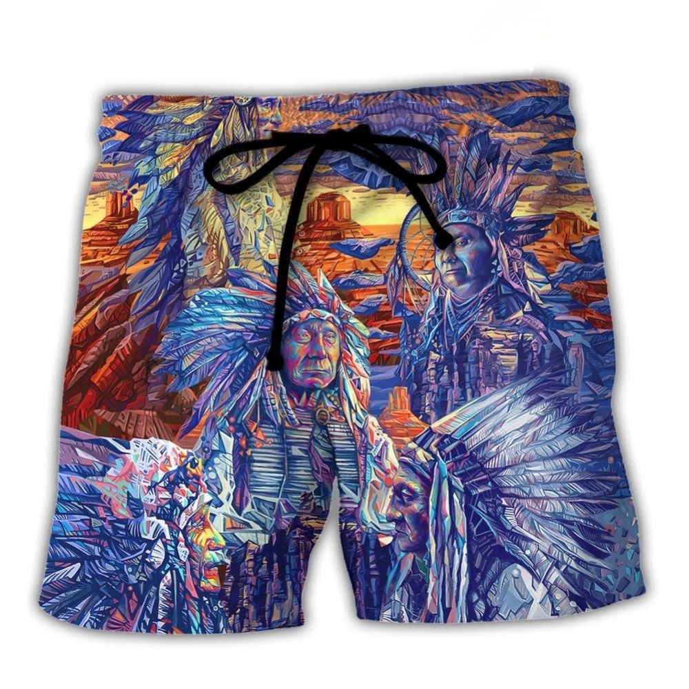 Native Chief Respect Nature Art – Beach Short