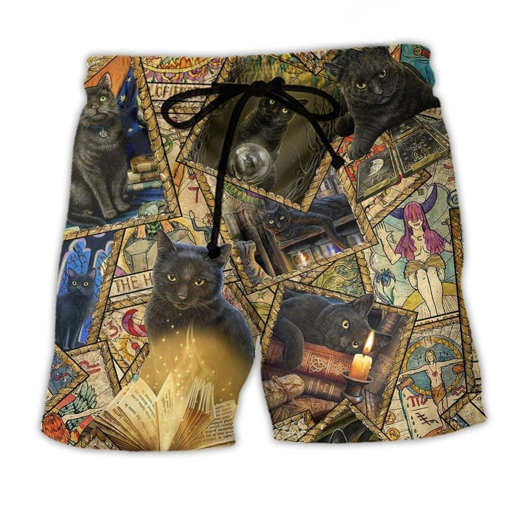 Cat Book Magic Love Art – Beach Short