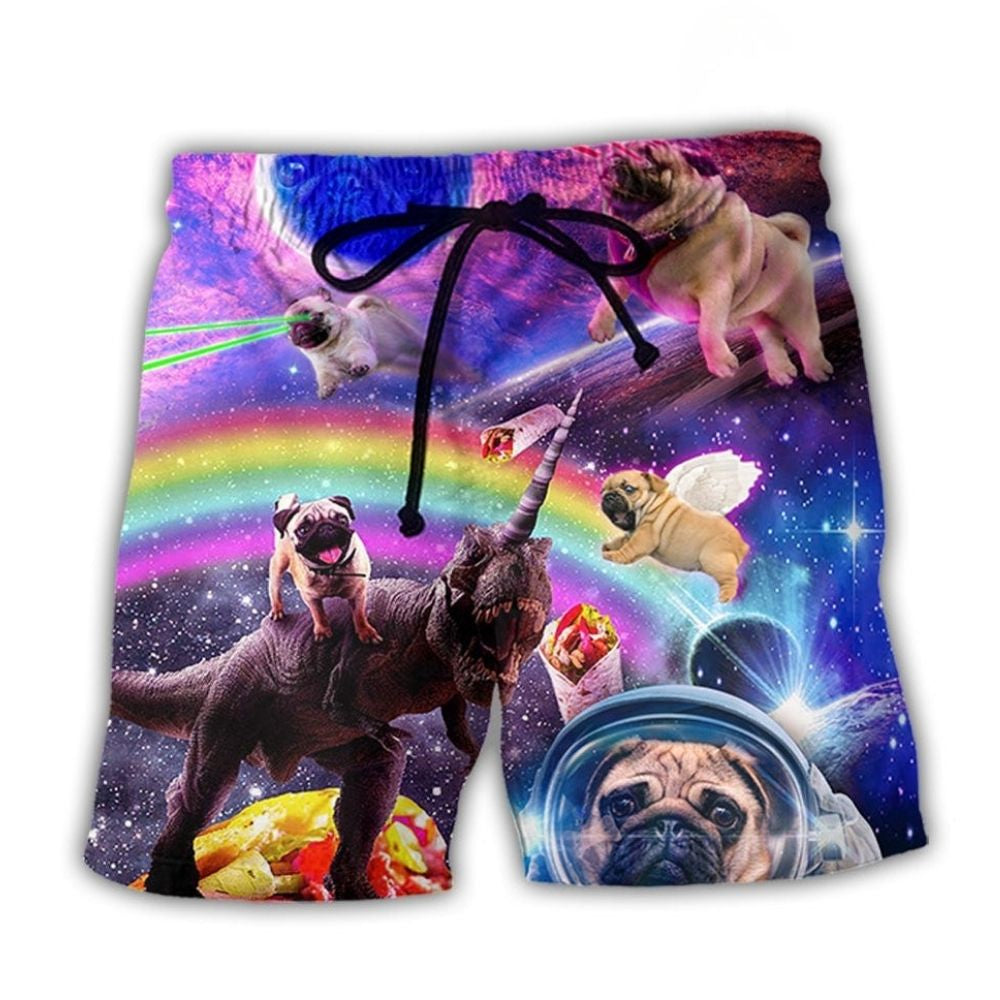 Pug Galaxy Rainbow Fantasy Art – Beach Short