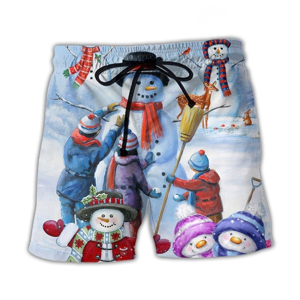 Christmas Snowman Family Joy Art – Beach Short