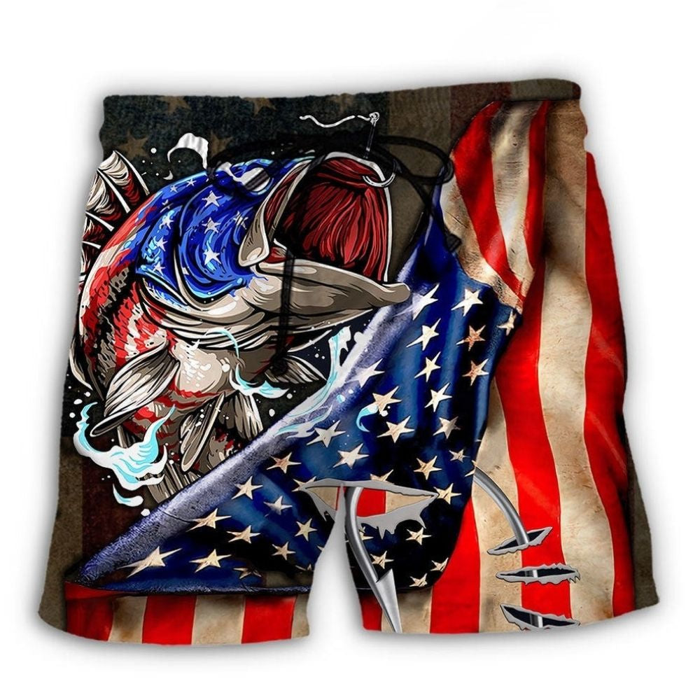 Fishing USA Flag Cool Style – Beach Short